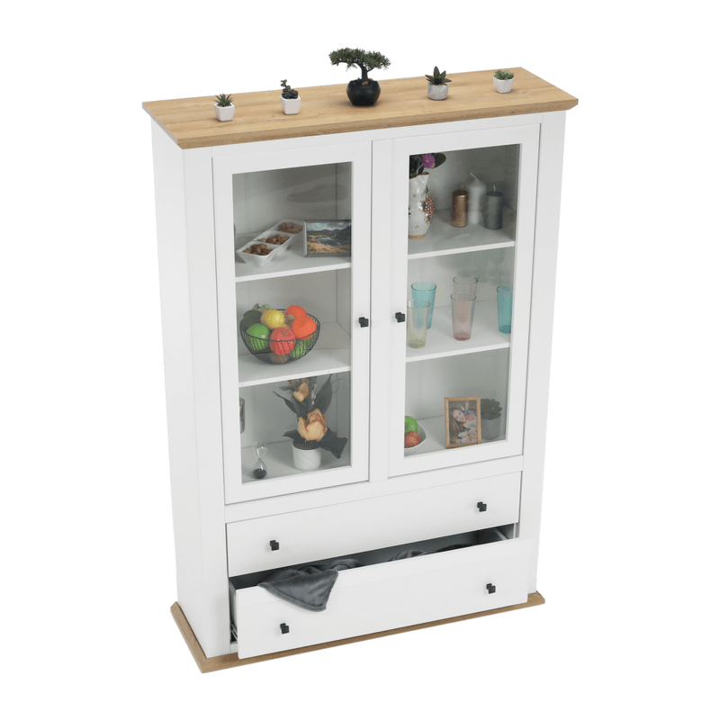 Casa si Gradina - Mobilier - Dulapuri si sifoniere - Dulapuri - Vitrina MZ5, alb / stejar grand, LEON - Infinity.ro