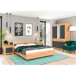 Casa si Gradina - Mobilier - Paturi si accesorii - Paturi - Pat, stejar craft auriu / gri grafit, FIDEL - Infinity.ro