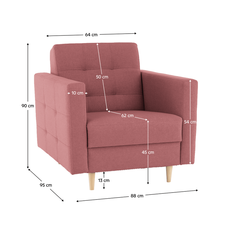 Casa si Gradina - Mobilier - Canapele si coltare - Canapele - Canapea tapitata 3+1+1, material textil roz invechit, AMEDIA - Infinity.ro