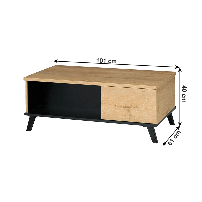 Casa si Gradina - Mobilier - Mese si birouri - Masute de cafea - Masuta de cafea, stejar lefkas/negru, SIRAN TYP 8 - Infinity.ro