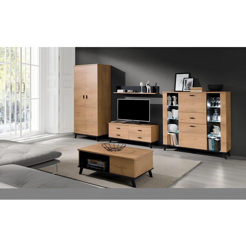 Casa si Gradina - Mobilier - Comode si corpuri - Comode - Scrin, stejar lefkas/negru, SIRAN TYP 3 - Infinity.ro