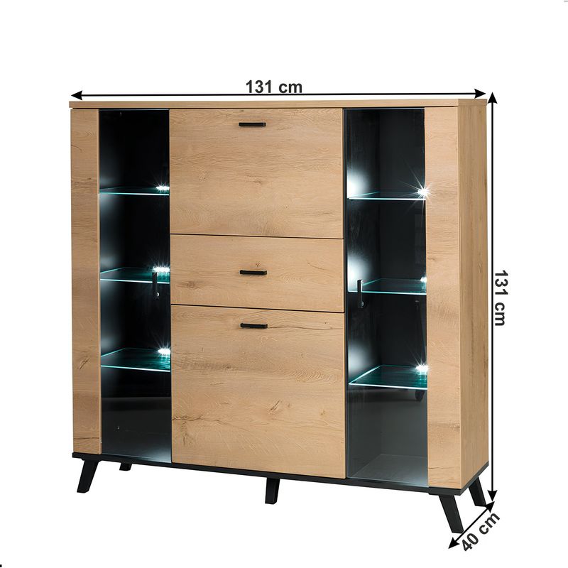 Casa si Gradina - Mobilier - Comode si corpuri - Comode - Scrin, stejar lefkas/negru, SIRAN TYP 3 - Infinity.ro