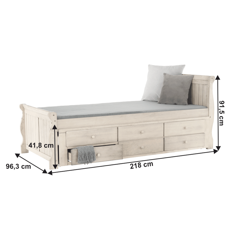 Casa si Gradina - Mobilier - Paturi si accesorii - Paturi - Pat cu pat suplimentar, alb antic, 90x200, ANTIKO - Infinity.ro