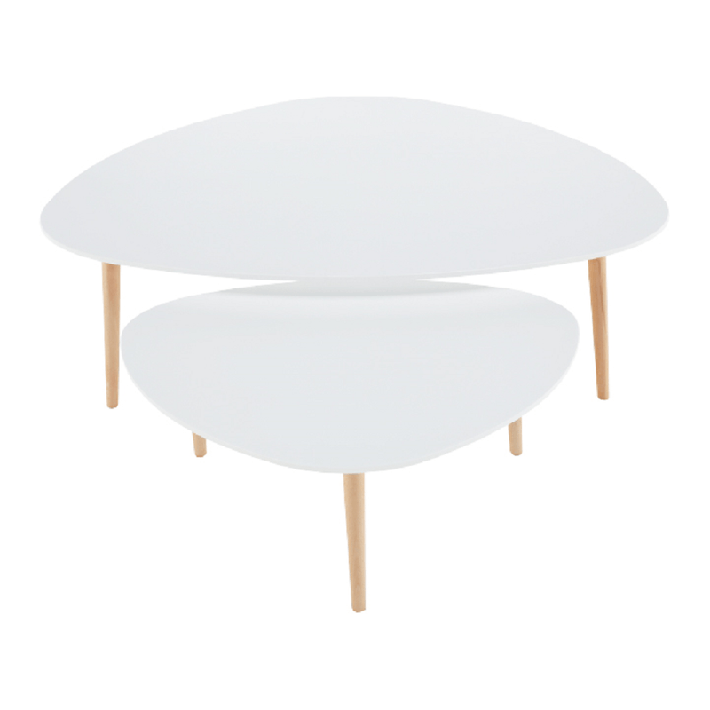 Casa si Gradina - Mobilier - Mese si birouri - Masute de cafea - Set 2 masute de cafea, alb/fag, FOLKO NEW - Infinity.ro