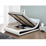 Casa si Gradina - Mobilier - Paturi si accesorii - Paturi - Pat matrimonial cu iluminare LED RGB, alb/negru, 180x200, MANILA NEW - Infinity.ro