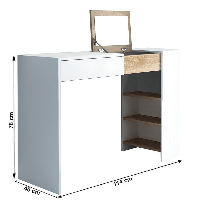 Casa si Gradina - Mobilier - Comode si corpuri - Masute de toaleta - Masuta de toaleta/masa de scris, alb/stejar sonoma, ELIS - Infinity.ro
