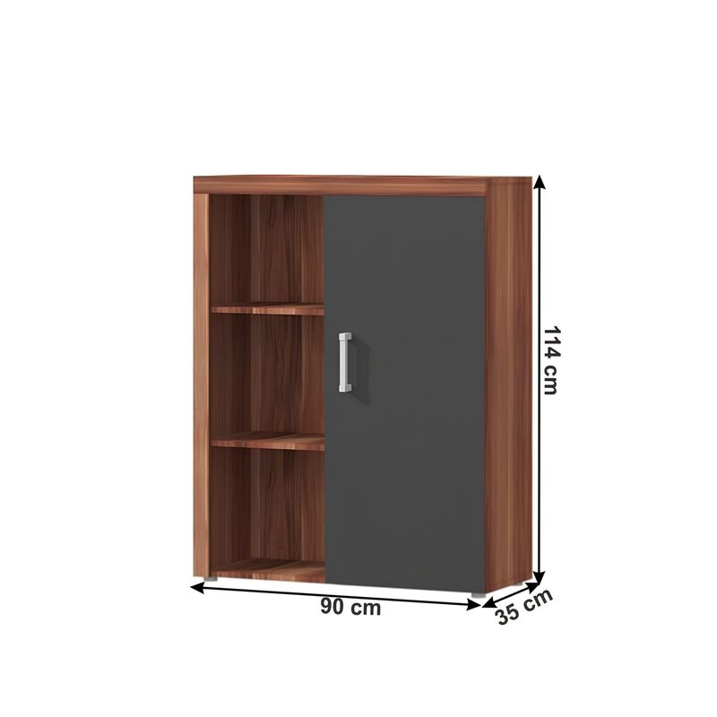 Casa si Gradina - Mobilier - Comode si corpuri - Comode - Scrin cu polite CHERIS 3, prun/grafit gri - Infinity.ro