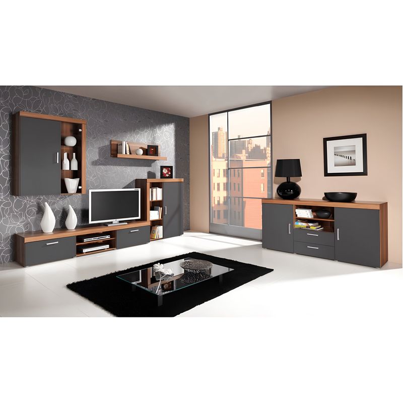 Casa si Gradina - Mobilier - Comode si corpuri - Comode - Scrin combinat CHERIS 5, prun/grafit gri - Infinity.ro