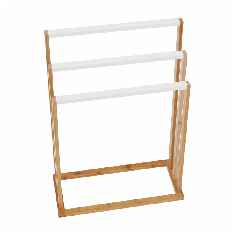 Casa si Gradina - Sanitare - Suporturi si accesorii baie - Suporturi baie - Stand pt. prosoape, bambus/alb, KOMO NEW - Infinity.ro