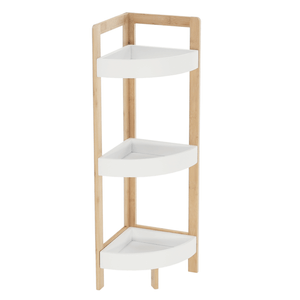Etajera corner, alb/bambus natural, FONG