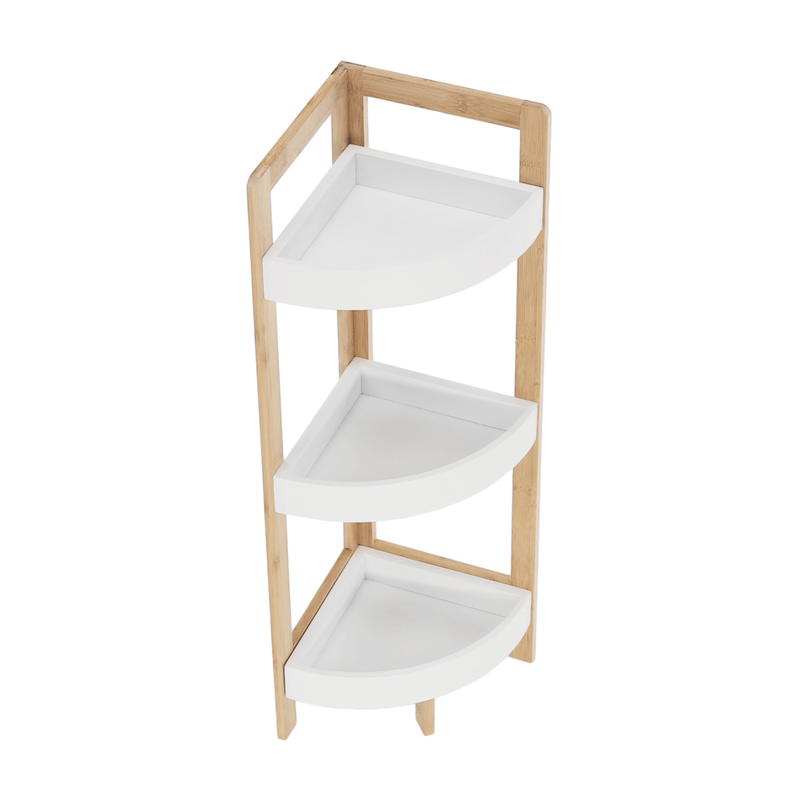 Casa si Gradina - Mobilier - Biblioteci si rafturi - Etajere - Etajera corner, alb/bambus natural, FONG - Infinity.ro