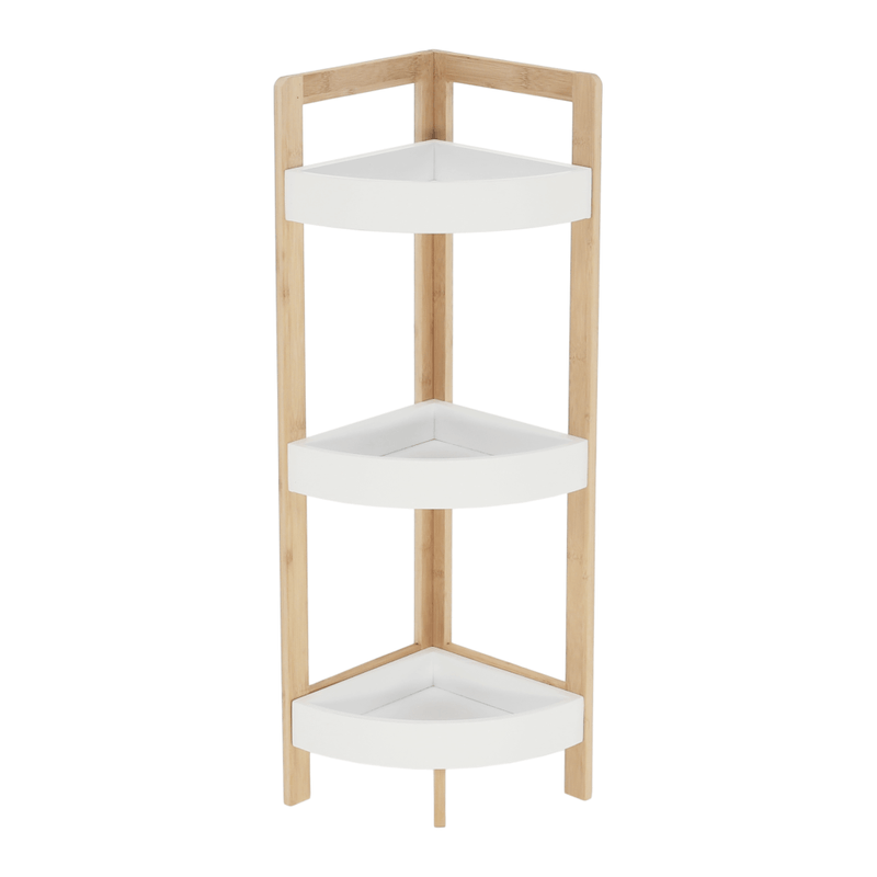 Casa si Gradina - Mobilier - Biblioteci si rafturi - Etajere - Etajera corner, alb/bambus natural, FONG - Infinity.ro
