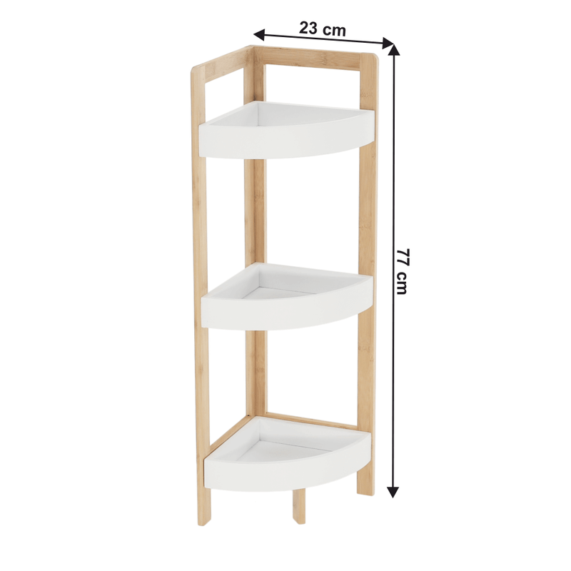 Casa si Gradina - Mobilier - Biblioteci si rafturi - Etajere - Etajera corner, alb/bambus natural, FONG - Infinity.ro