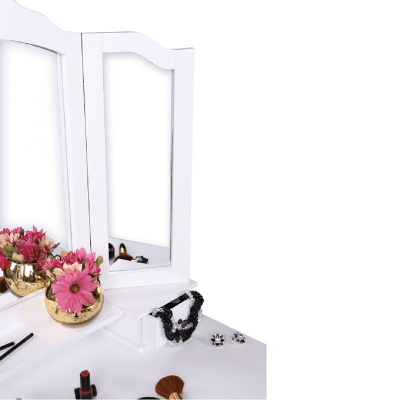 Casa si Gradina - Mobilier - Comode si corpuri - Masute de toaleta - Masuta de toaleta cu taburet, alb/argintiu, REGINA NEW - Infinity.ro