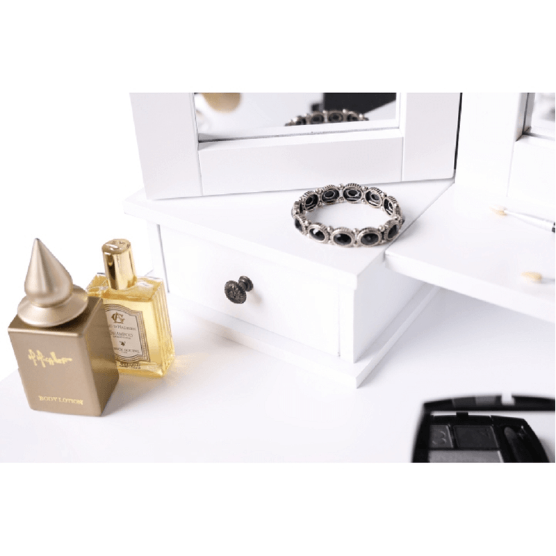 Casa si Gradina - Mobilier - Comode si corpuri - Masute de toaleta - Masuta de toaleta cu taburet, alb/argintiu, REGINA NEW - Infinity.ro