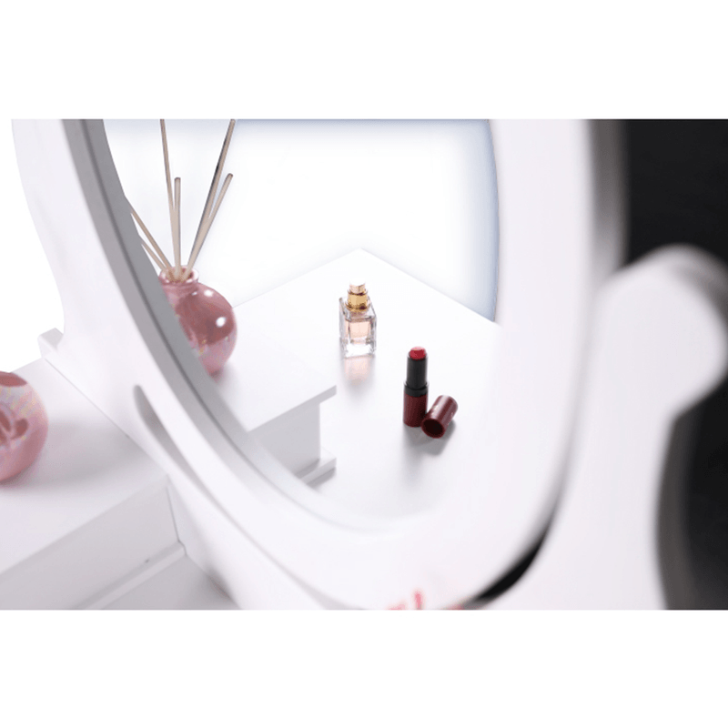 Casa si Gradina - Mobilier - Comode si corpuri - Masute de toaleta - Masuta de toaleta cu taburet, alb/argintiu, LINET NEW - Infinity.ro