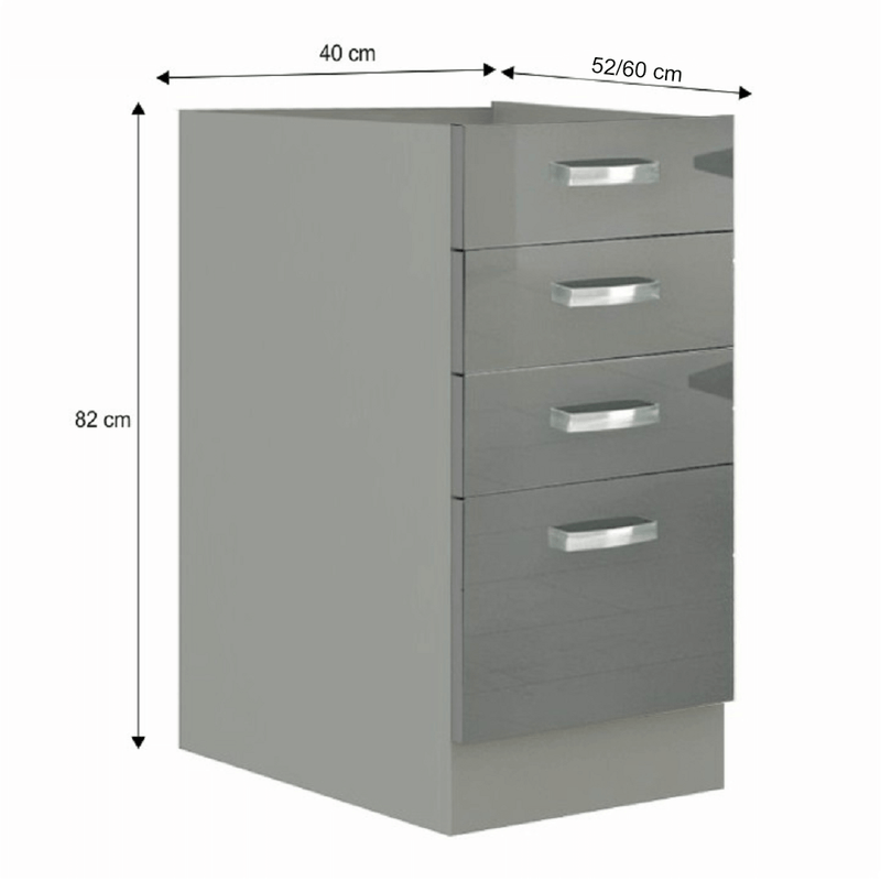 Casa si Gradina - Mobilier - Dulapuri si sifoniere - Dulapuri - Dulap inferior, gri lucios, PRADO 40 D 4S - Infinity.ro