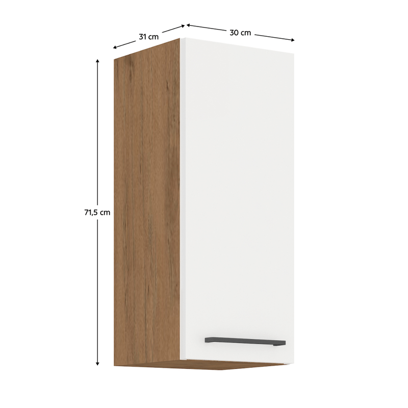 Casa si Gradina - Mobilier - Comode si corpuri - Corpuri bucatarie - Cabinet superior, stejar Lancelot/alb extra lucios HG, VEGA 30 G-72 1F - Infinity.ro