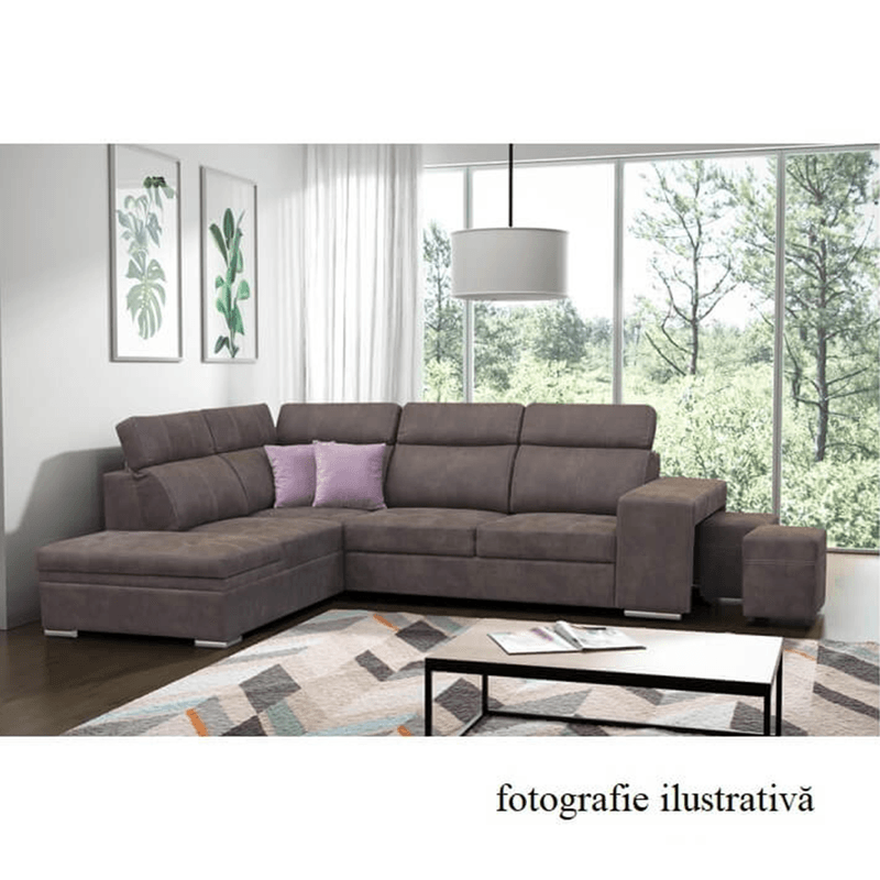 Casa si Gradina - Mobilier - Canapele si coltare - Coltare - Coltar, material maro/violet deschis, stanga, LANZA - Infinity.ro