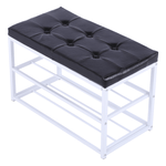 Casa si Gradina - Mobilier - Organizare si depozitare - Bancute - Banca cu rafturi pantofi, negru/alb, LYROS - Infinity.ro