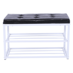 Casa si Gradina - Mobilier - Organizare si depozitare - Bancute - Banca cu rafturi pantofi, negru/alb, LYROS - Infinity.ro