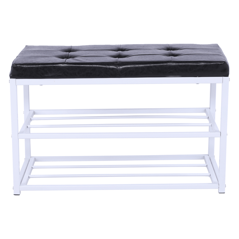 Casa si Gradina - Mobilier - Organizare si depozitare - Bancute - Banca cu rafturi pantofi, negru/alb, LYROS - Infinity.ro