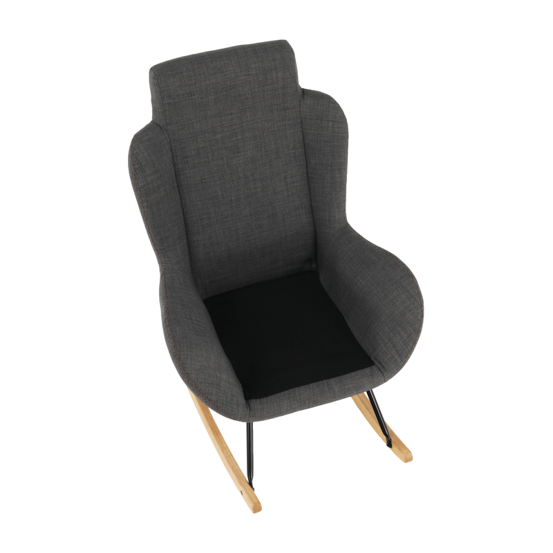 Casa si Gradina - Mobilier - Scaune si fotolii - Fotolii - Fotoliu balansoar, material textil gri/lemn, HARPER - Infinity.ro