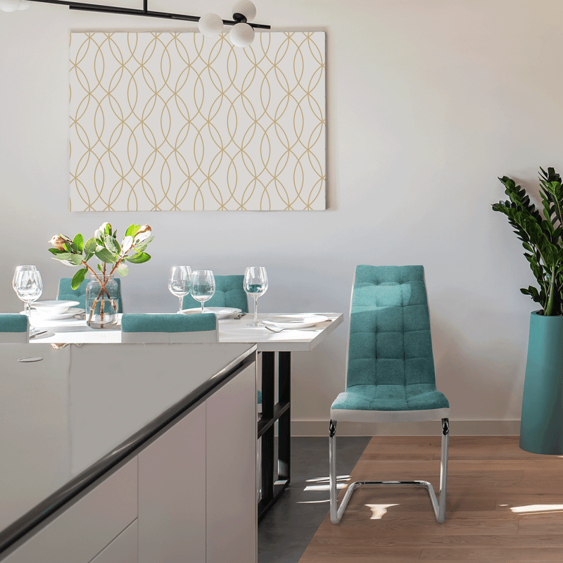 Casa si Gradina - Mobilier - Scaune si fotolii - Scaune - Scaun bucatarie, material textil mentol/piele ecologica gri/crom, SALOMA NEW - Infinity.ro