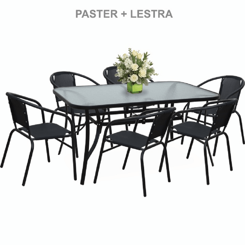 Casa si Gradina - Gradina si terasa - Mobilier exterior - Mese gradina - Masa dining, sticla securizata/otel, 150x90 cm, PASTER - Infinity.ro