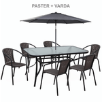 Casa si Gradina - Gradina si terasa - Mobilier exterior - Mese gradina - Masa dining, sticla securizata/otel, 150x90 cm, PASTER - Infinity.ro