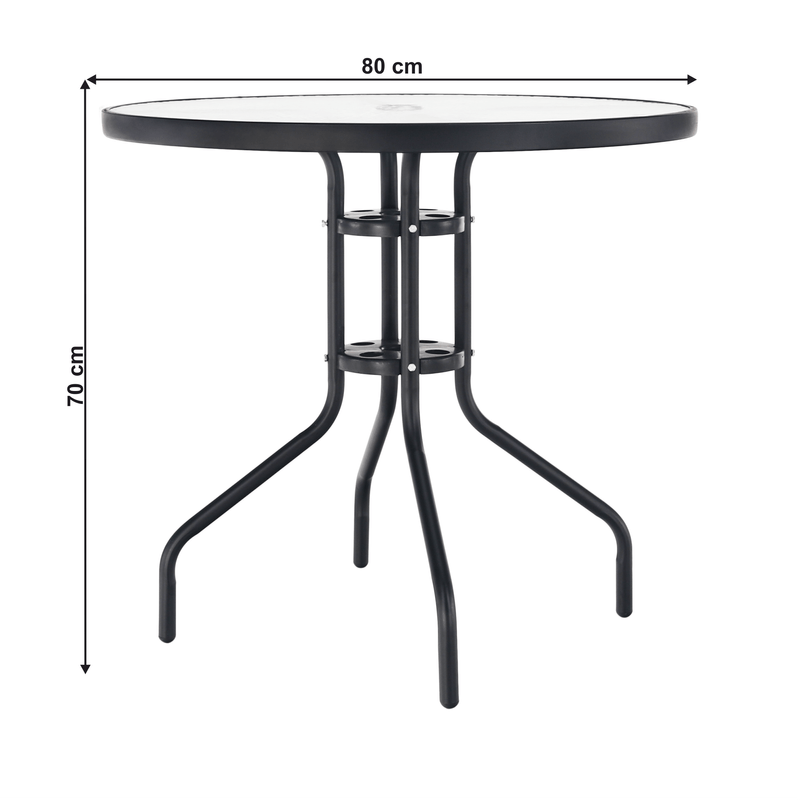 Casa si Gradina - Gradina si terasa - Mobilier exterior - Mese gradina - Masa gradina, otel negru/sticla securizata, BORGEN TYP 2 - Infinity.ro