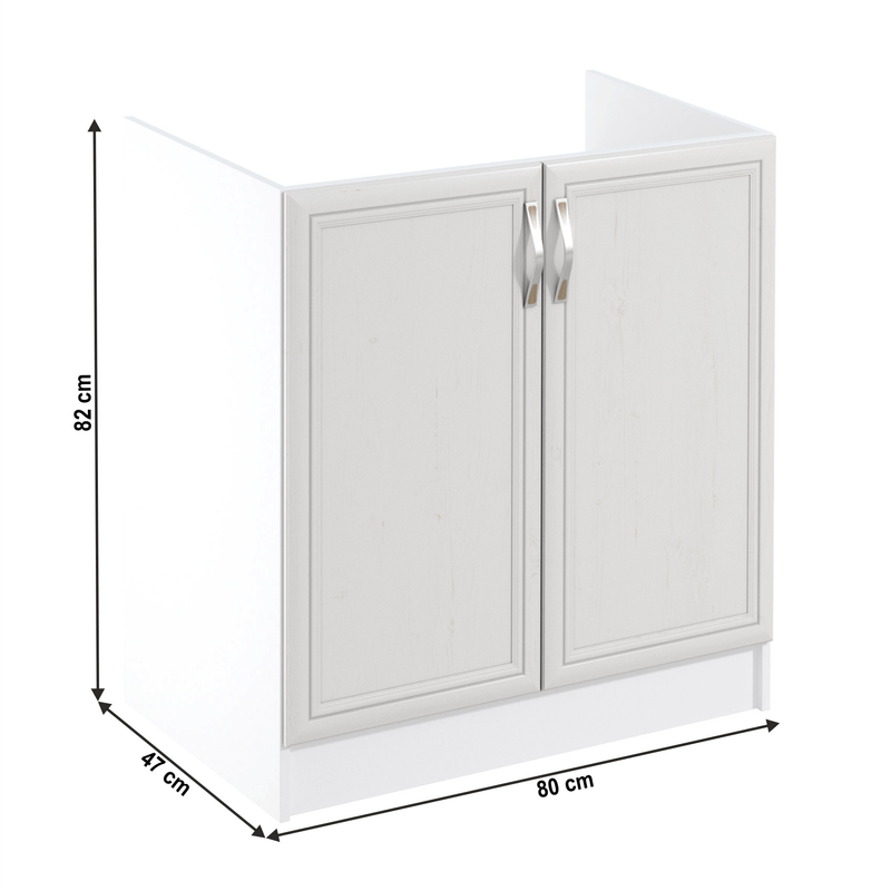 Casa si Gradina - Sanitare - Chiuveta bucatarie si accesorii - Chiuvete bucatarie - Masca chiuveta D80Z cu 2 usi, alb/pin Andersen, SICILIA - Infinity.ro