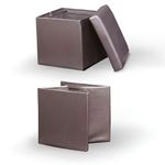 Casa si Gradina - Mobilier - Scaune si fotolii - Tabureti - Taburet pliabil, piele eco maro inchis, TELA NEW - Infinity.ro