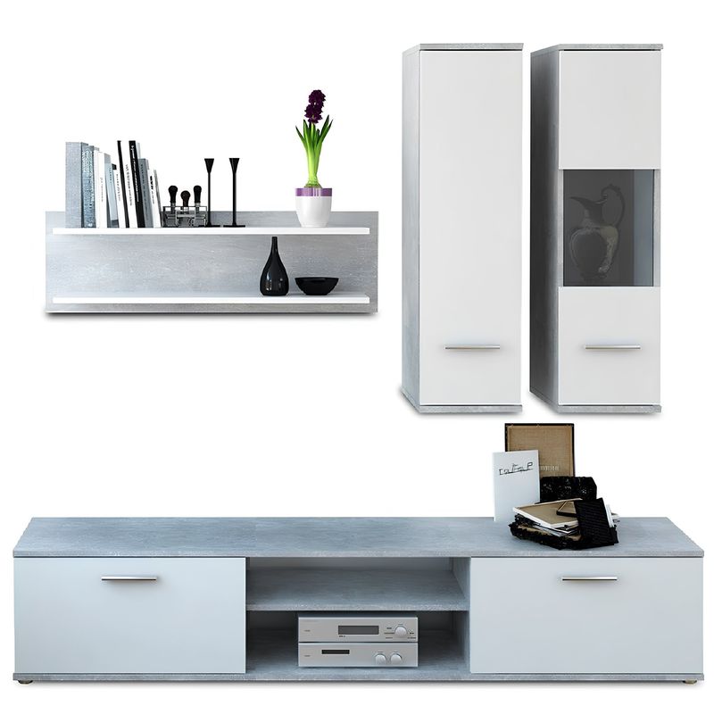 Casa si Gradina - Mobilier - Seturi de mobilier - Seturi living - Mobilier pentru living, ciment/alb, WAW NEW - Infinity.ro