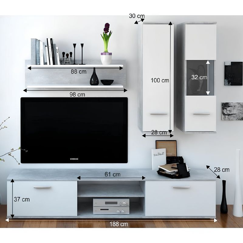 Casa si Gradina - Mobilier - Seturi de mobilier - Seturi living - Mobilier pentru living, ciment/alb, WAW NEW - Infinity.ro