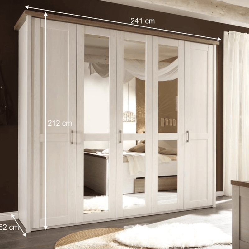 Casa si Gradina - Mobilier - Seturi de mobilier - Seturi dormitor - Set dormitor (pat, 2 noptiere, dulap), stejar truffle sonoma/ pin alb, LUMERA - Infinity.ro