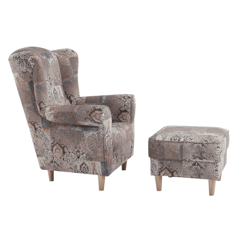 Casa si Gradina - Mobilier - Scaune si fotolii - Fotolii - Fotoliu cu taburet, material vintage model, ASTRID - Infinity.ro