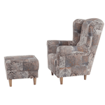 Casa si Gradina - Mobilier - Scaune si fotolii - Fotolii - Fotoliu cu taburet, material vintage model, ASTRID - Infinity.ro