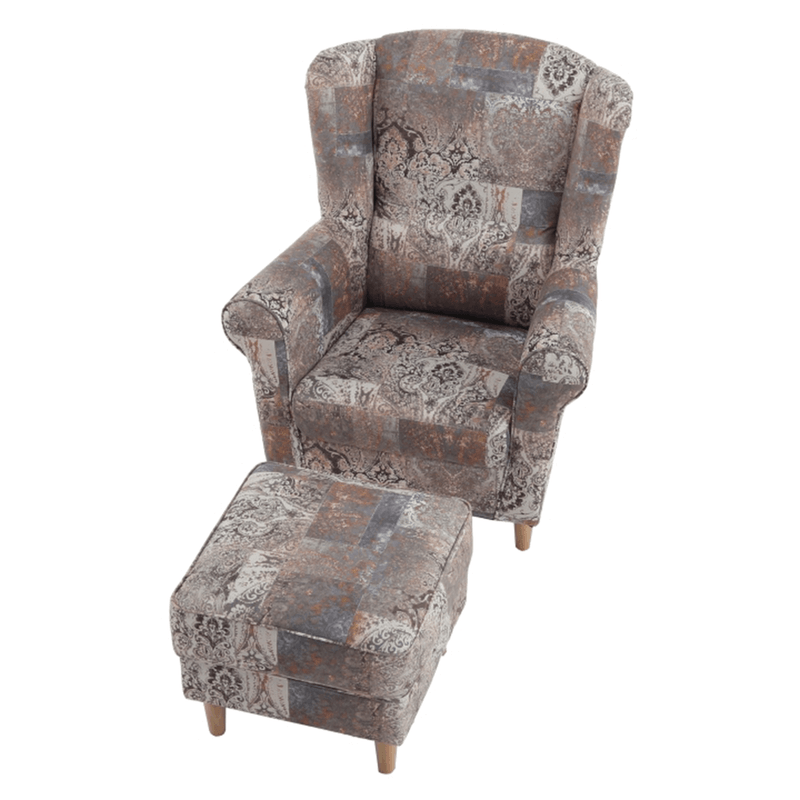 Casa si Gradina - Mobilier - Scaune si fotolii - Fotolii - Fotoliu cu taburet, material vintage model, ASTRID - Infinity.ro