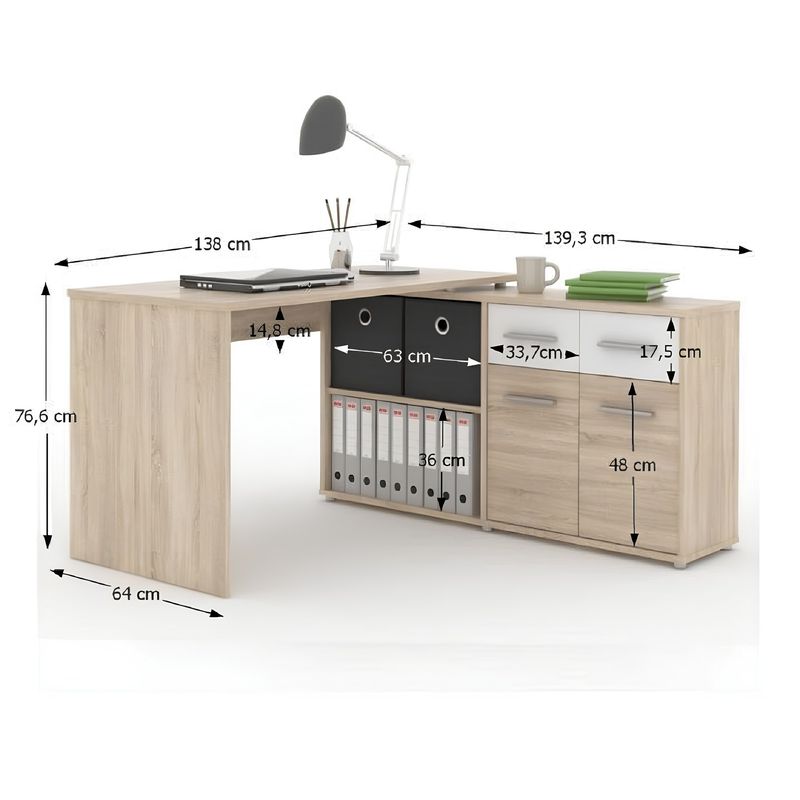 Casa si Gradina - Mobilier - Mese si birouri - Birouri - Masa PC, stejar sonoma/alb, RAFAEL NEW - Infinity.ro