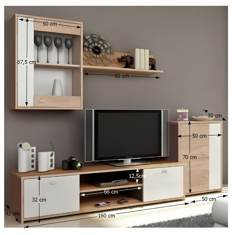 Casa si Gradina - Mobilier - Seturi de mobilier - Seturi living - Mobila de living, stejar sonoma/alba, GENTA - Infinity.ro