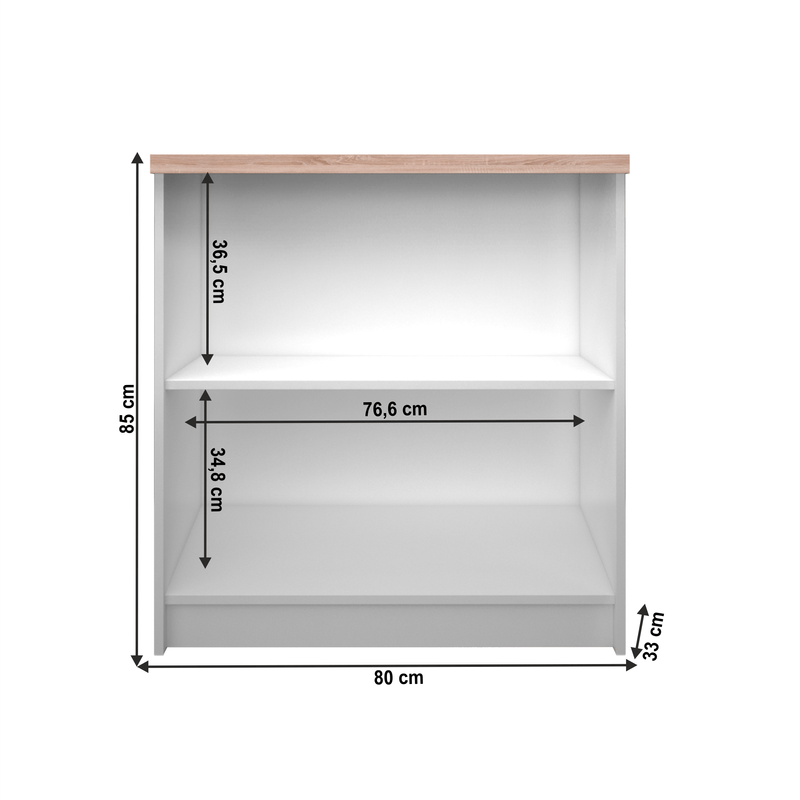 Casa si Gradina - Mobilier - Biblioteci si rafturi - Etajere - Etajera joasa 80, alb/stejar sonoma, TOPTY TYP 16 - Infinity.ro