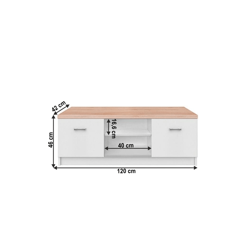 Casa si Gradina - Mobilier - Comode si corpuri - Comode - Comoda TV 2D, PAL melaminat, alb/stejar sonoma, TOPTY TYP 15 - Infinity.ro