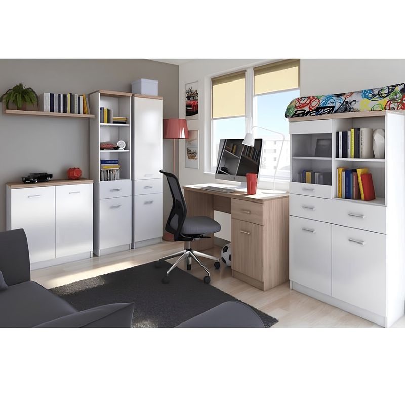 Casa si Gradina - Mobilier - Mese si birouri - Birouri - Masa PC 1D1S, PAL melaminat, alb/stejar sonoma, TOPTY TYP 09 - Infinity.ro