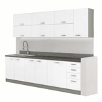 Casa si Gradina - Mobilier - Seturi de mobilier - Seturi bucatarie - Ansamblu bucatarie, alb extra lucios/gri, PRADO - Infinity.ro