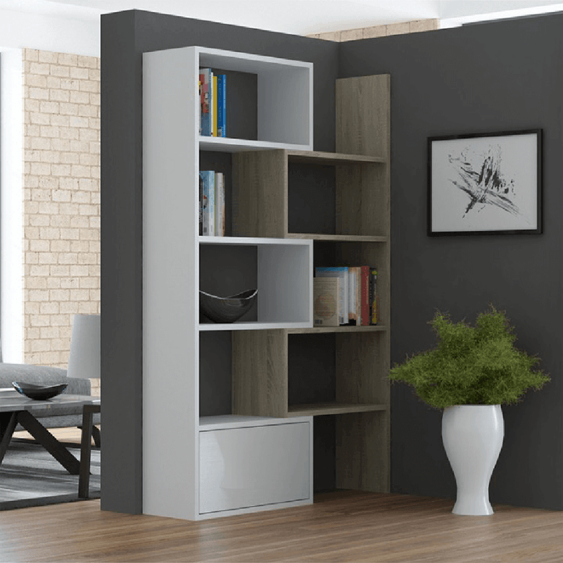 Casa si Gradina - Mobilier - Biblioteci si rafturi - Etajere - Etajera, alb/stejar sonoma, ASTA - Infinity.ro