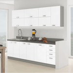 Casa si Gradina - Mobilier - Seturi de mobilier - Seturi bucatarie - Ansamblu bucatarie, alb extra lucios/gri, PRADO - Infinity.ro