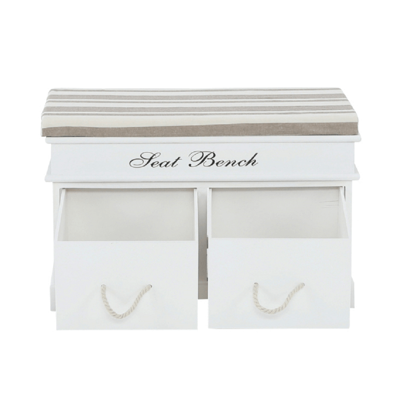 Casa si Gradina - Mobilier - Organizare si depozitare - Bancute - Banca cu perna, 2 sertare, alb/maro deschis, SEAT BENCH 1 NEW - Infinity.ro
