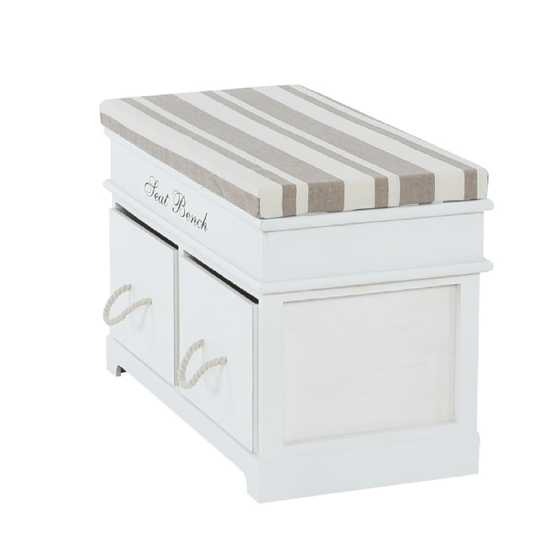 Casa si Gradina - Mobilier - Organizare si depozitare - Bancute - Banca cu perna, 2 sertare, alb/maro deschis, SEAT BENCH 1 NEW - Infinity.ro
