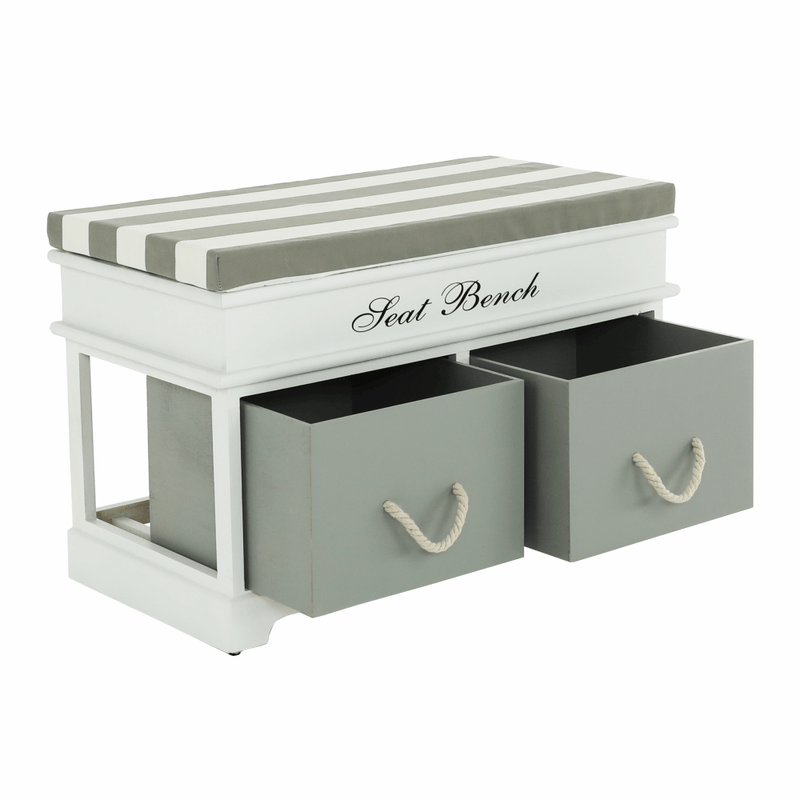 Casa si Gradina - Mobilier - Organizare si depozitare - Bancute - Banca cu  perna, 2 sertare, alb/gri, SEAT BENCH  2 NEW - Infinity.ro